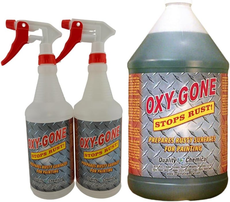Quality Chemical Oxy-Gone Rust Remover and Metal Treatment - Rust Reformer, Rust Remover, Metal Rust Remover, Rust Neutralizer for Metal, Rust Converter, Remover, Rust Remover - 128 oz (COMBO) - Image 1